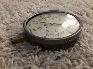 Vintage Marsh Pressure Gauge,  5” Diameter,  Built In Light switch,  Steampunk Laml 2