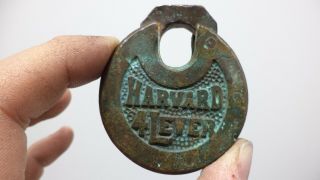 Vintage Harvard 4 Lever Brass Lock - No Key Antique