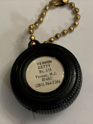 Vintage Tire Key Chain Tape Measure Advertising Vernon Getty Vernon Nj
