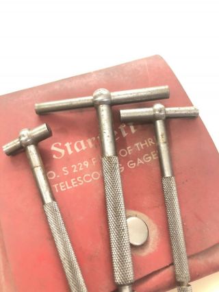 Vintage L.  S.  Starrett No.  229 Set Of 3 Telescoping Gauges Gages 2