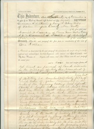 1857 Land/deed Deal Leander Ketchum Galen Ny & Daniel Streeter Penn Yan Ny