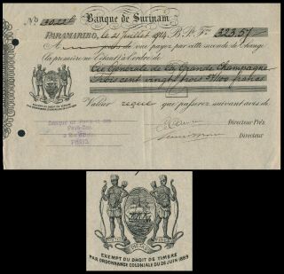 French Suriname - Paramaribo 1914,  Scarce Bill Of Exchange Document.  Z287
