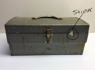 Antique Vintage Metal Carry Tool Box With Inside Tray