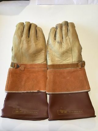 Two Pair Bell System Telephone Lineman Insulated Gloves With Canvas Bag 3