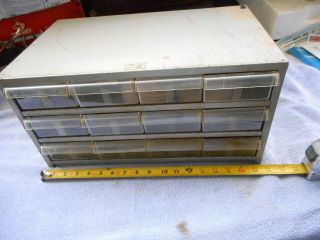 Vintage 12 Drawer Metal Parts Cabinet Made In Usa By Akro - Mils