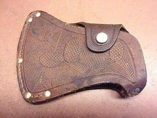 Estwing Brown Tooled Leather Ax Sheath Stitched & Riveted 4 1/2 " X 3 1/2 "