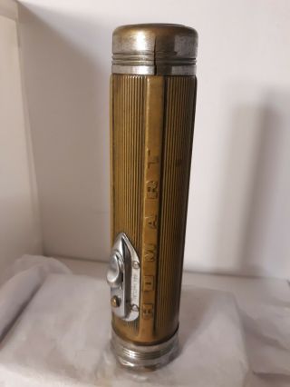 Vintage Antique Brass Flashlight Homart Silver Chrome Glass Lens Tools