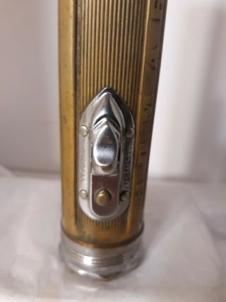 Vintage Antique Brass Flashlight Homart Silver Chrome Glass Lens Tools 2