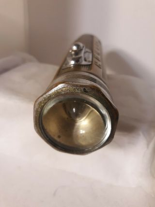 Vintage Antique Brass Flashlight Homart Silver Chrome Glass Lens Tools 3