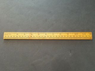 Vintage Dual Sided Wood Wooden Ruler / Made In The Usa With Angle Scale