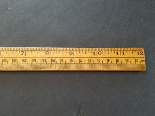 Vintage DUAL SIDED Wood WOODEN RULER / MADE IN THE USA With Angle Scale 3