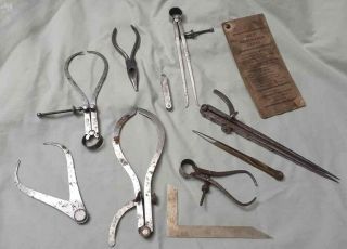 Vintage L.  S.  Starrett Co.  Mixed Caliper Machinist Tools Estate As Found Antique