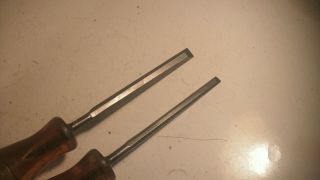Joblot,  2 vintage Marples Shamrock shatterproof handle bevel edge chisels,  3/8 