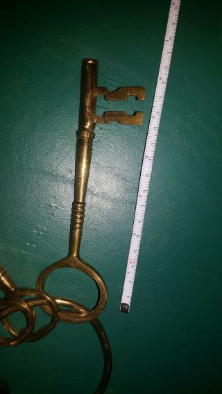 Large Brass Skeleton Keys on Brass Ring 2