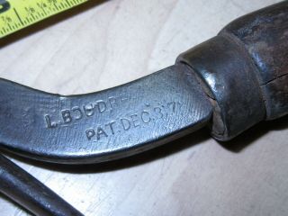 Antique Cobblers Shoe makers lasting pliers Patented Dec 3 1872 L Boudre ? 3