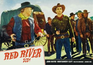 2021 Wall Calendar [12pg 8 " X11 " ] Red River 1948 John Wayne Western Movie M3345