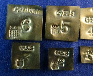 Fabulous Antique Complete Matching Set 6 Grain Weights,  Westminster Marks 