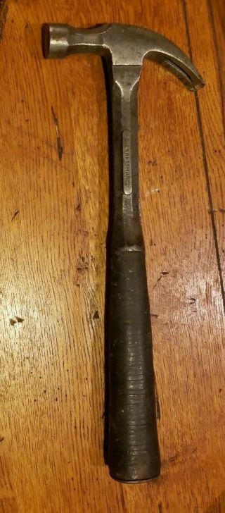 Vintage Craftsman 16 Oz.  Curved Claw Hammer With Ringed Leather Grip Euc