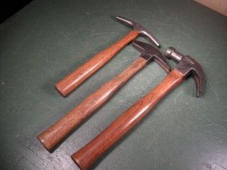 OLD VINTAGE TOOLS FINE HAMMERS GROUP 3 TYPES SOLID SHAPE STANLEY CAPEWELL 2