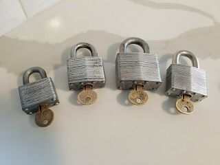 4 Vintage Master Lock Padlocks,  2 - No 1,  1 - No 3 & 1 - No 5,  Keys 3