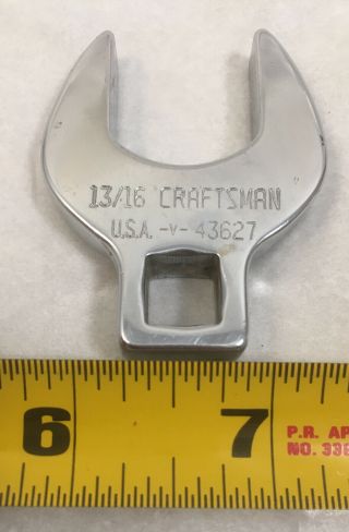 Vintage Craftsman 13/16” Crow Foot Wrench 3/8 Drive Mechanics Tool