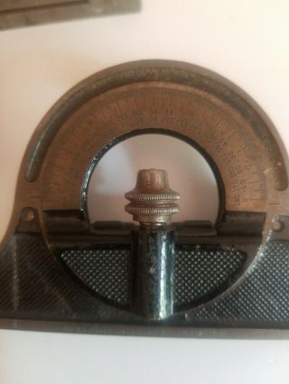 Vintage Checkered Starrett no.  12 Protractor Full Rotation and Plum Level 2
