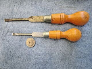 SET OF 2 ENGLISH MADE SCREWDRIVERS w/ FLAT SHAFT FOR WRENCH TURNING - MARPLES 2