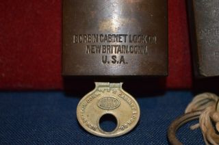 Vintage USN United States Navy WWII? Corbin Cabinet Lock CO w Keys PAIR 3