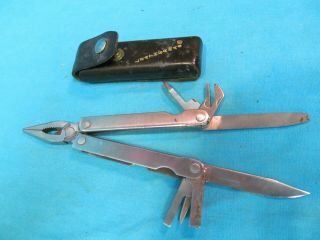 Early Leatherman Multi Tool With Leather Belt Loop Case