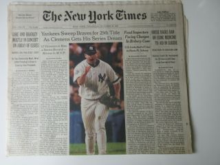 Yankees Win World Series The York Times October 28,  1999 Newspaper
