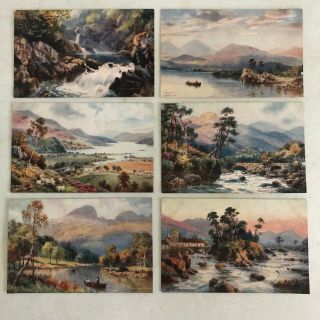 Tucks Oilette Postcards - Complete Set Of 6 - Bonnie Scotland - Loch Tay