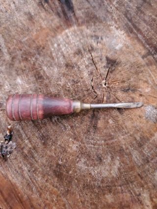 Vintage Wood Handle Screwdriver Rare Very Small 3 1/8 " Unmarked