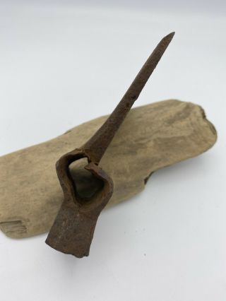 Vintage Antique Primitive Hand Forged Hewing Axe Hatchet Head Cast Iron 3