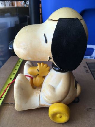 Vintage 1972 Peanuts Snoopy & Woodstock Pull Toy Hasbro