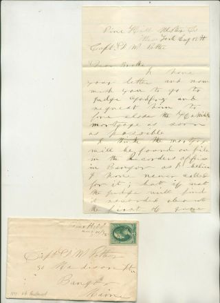 1875 ? ? Potter Pine Hill York To Captain D M Potter Bangor Maine Letter Cvr