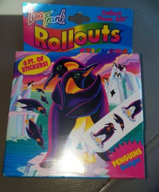 Lisa Frank Vintage Penguin Design Rollouts 6 Ft Of Stickers On A Roll Colorful