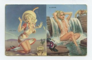 Hot Dog / A - Luring Exhibit Pinup Arcade Card,  Slick Chick Twins Series