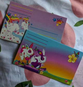 Vintage Lisa Frank Stationery Postalette Markie Unicorn & Easter Bunnies 3
