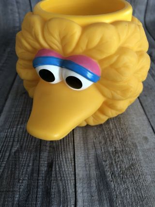 Vintage Sesame Street Yellow " Big Bird " Plastic Mug 3d Cup By Applause 23