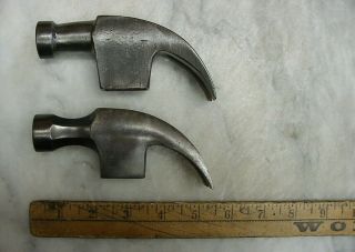 Old Tools,  2 Vintage Unbranded Curved Claw 16 Oz Hammer Heads.  Very Good Cond