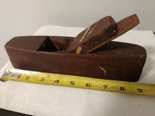 Antique Coffin Style Wood Block Plane 9 " See Signed 1 3/4 " Blade.