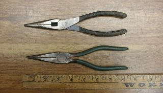 2 Vintage Needle Nose Pliers,  Channellock 317 - 1/2 - 8 - 1/1 ",  & Craftsman 9_45103 - 8 "
