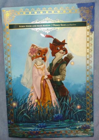 Disney Store Robin Hood & Maid Marian Designer Fairytale Lithograph Print Poster