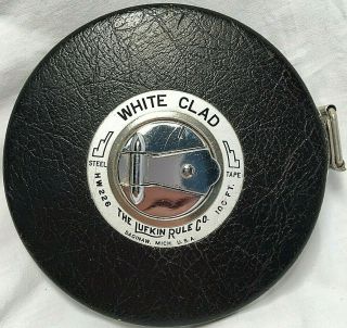 Vintage Lufkin Rule Co.  White Clad Hw226 100 Ft Steel Tape Measure,