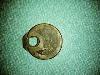 Vintage Antique Champion 6 Lever Pancake Lock Padlock No Key Brass Bronze