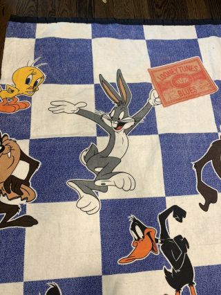 Looney Tunes 1996 Vintage Throw Rug Quilt Blanket 1996 88x72 2