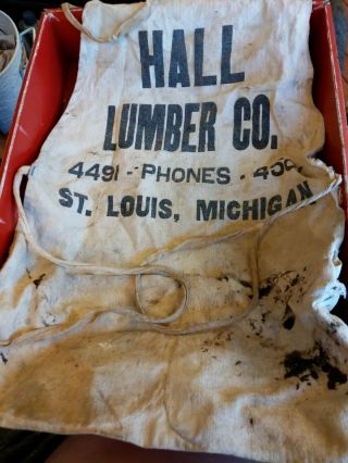 Vintage Hall Lumber Co.  St Louis Mi Apron Nail Lumber Yard Advertising Work Wear