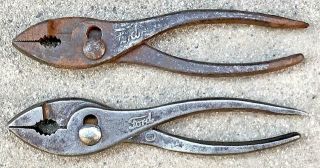 (2) 1920s - 30s Ford Script Slip - Joint Pliers Model T A V - 8 Fomoco
