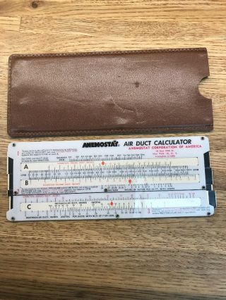 Vintage Anemostat Air Duct Calculator W/leather Case.  (cc5 - 1)