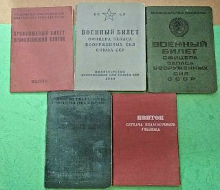 2 Military Id Ussr 1949,  1967,  2 Trade Union Tickets Ussr And Student Id Ussr1958